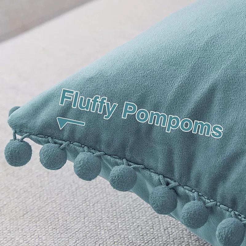 Deconovo Deconovo Pom-poms Velvet Reversible Pillow Cover (Set of 2)