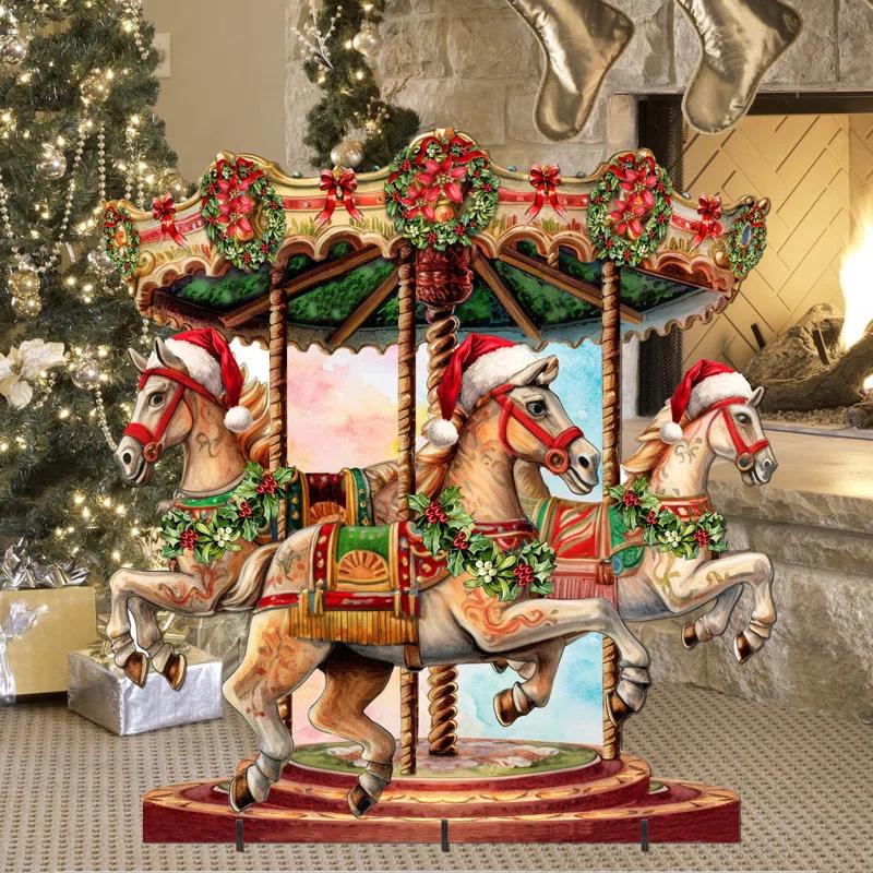 Designocracy Christmas Carousel Figurine