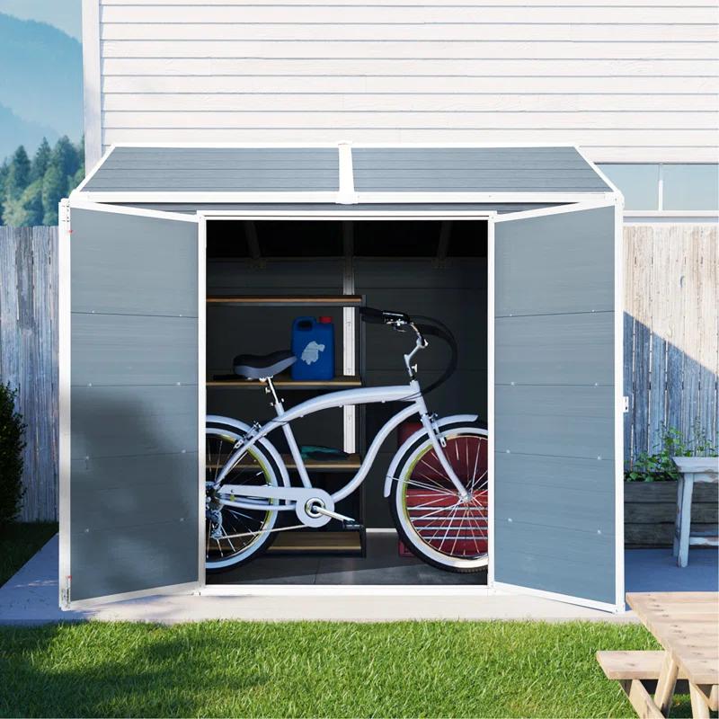 Tryimagine 8 X 6 Ft Resin Outdoor Storage Shed Waterproof Shed With Floor & Two Windows & Lockable Door, Tool Shed For Garden, Patio, Backyard