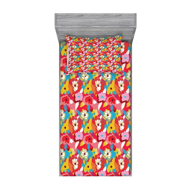 Ambesonne Microfiber Floral Sheet Set