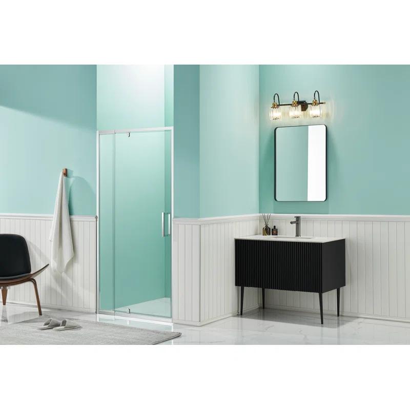 36 in.W - 72 in.H Pivot Shower Door with Clear Glass and Stainless Steel Handle