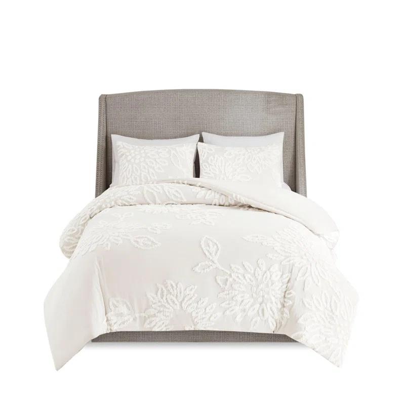 Kelly Clarkson Home Gwyneth 3 Piece Tufted Cotton Chenille Floral Duvet Cover Set