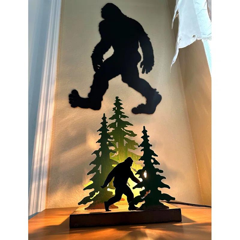 Millwood Pines Rustic Metal Rude Bigfoot In Forest Accent Lamp Decorative Sasquatch Home Decor