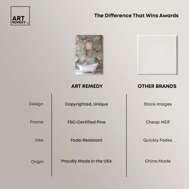 Art Remedy Delicate Classic Bathroom Canvas Farmhouse Floral Art by Art Remedy