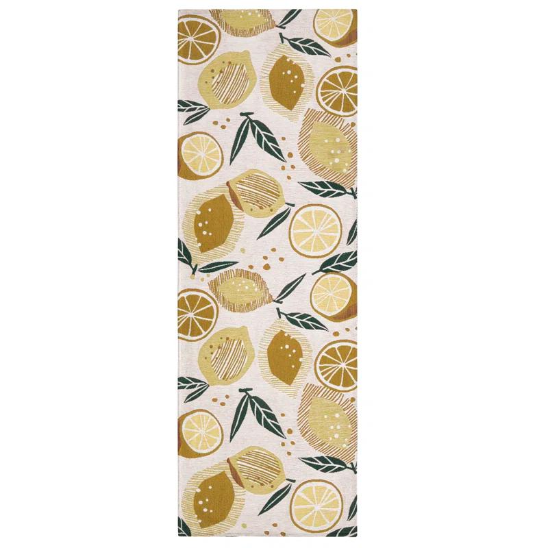 Town & Country Living TOWN & COUNTRY Living Livie Fresh Lemon Everwash Washable Non-Slip Backing Kitchen Runner Rug