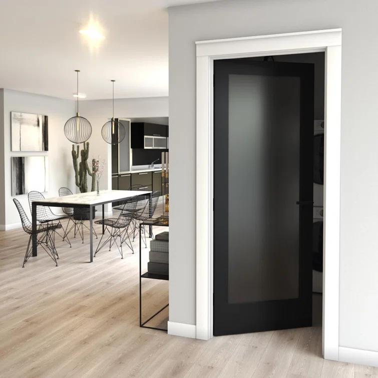EightDoors Frosted Glass 1-Lite Wood Painted French Doors