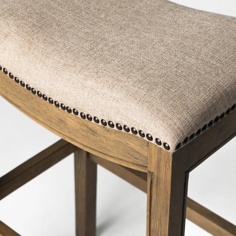 Maven Lane Maven Lane Adrien Backless Saddle Kitchen Stool with Fabric Upholstery