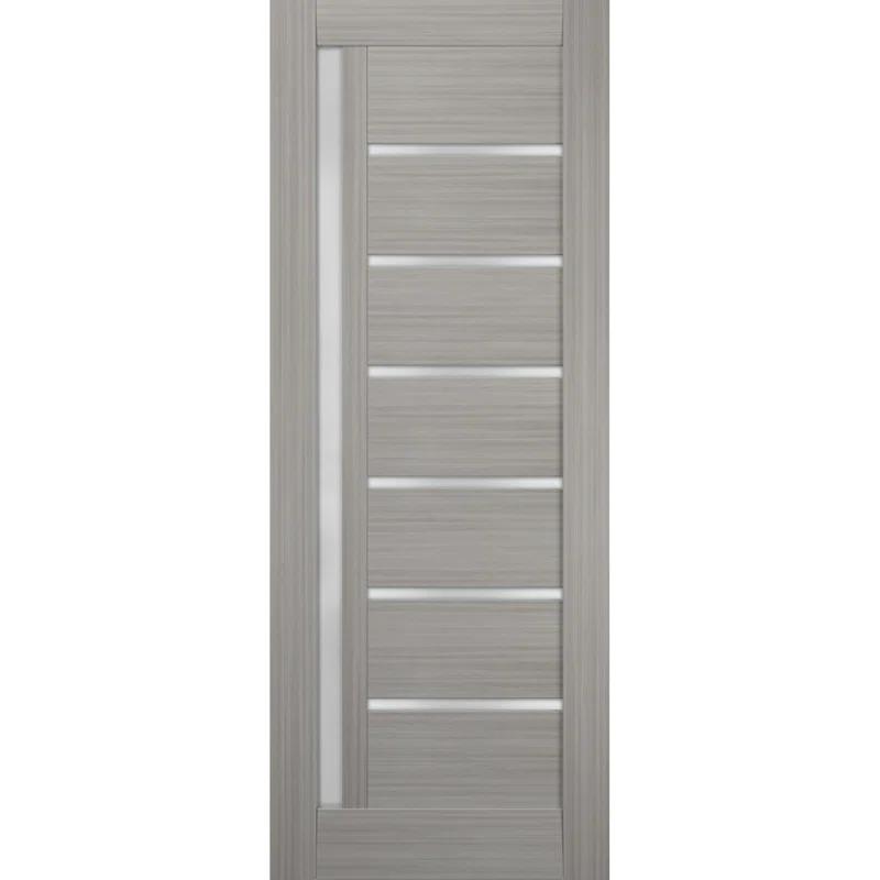 SARTODOORS Quadro Frosted Glass Paneled Manufactured Wood Standard Gray Door Slab