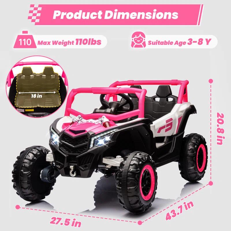 Anrli 24V 4WD Kids Electric UTV w/ Remote Control, Large Seat & 3 Speeds (Ages 3-8)