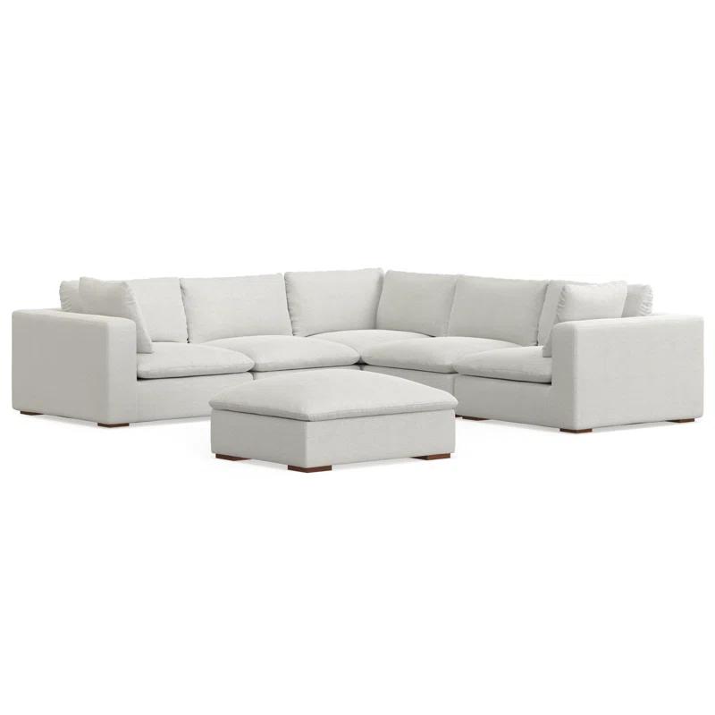 AllModern Maud Modular Sofa and Ottoman Set 125-inch-wide L-Shaped Sofa and Matching 36-inch-wide Table Ottoman for Living Room | Wayfair