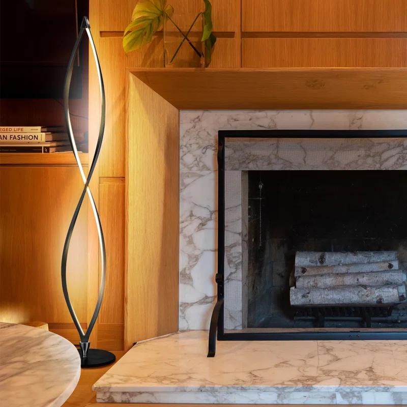 Brightech Twist 43 in. Industrial 2-Light LED Energy Efficient Floor Lamp with Built-In 3-Way Dimmer