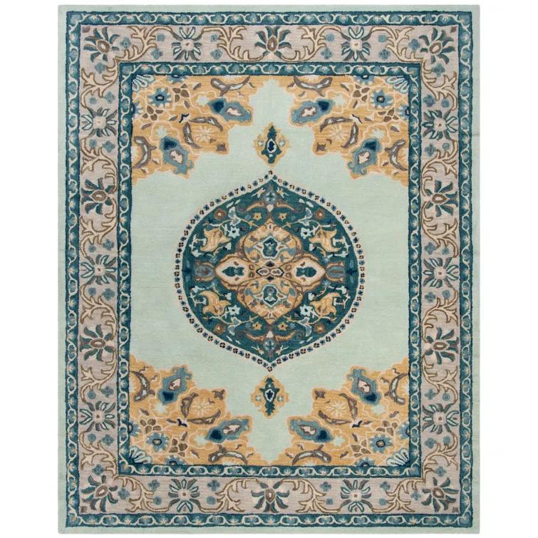 Antiquity AT66 Hand Tufted Indoor Area Rug - Turquoise/Silver - 8'x10' - Safavieh