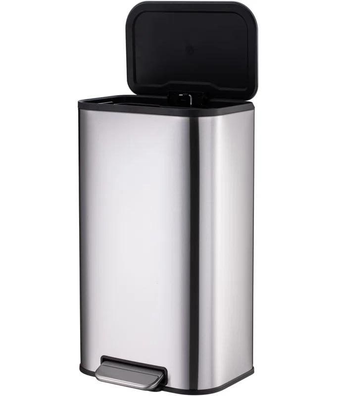 ASOPIX Kitchen Trash Can, Stainless Steel 50 Liter / 13 Gallon Garbage Can