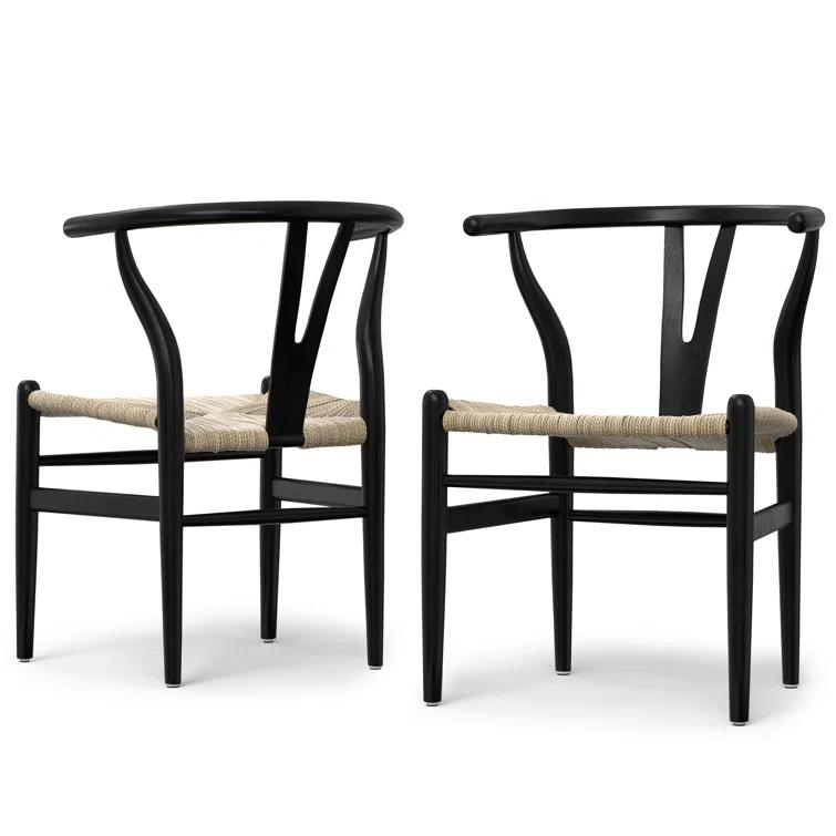 Simpli Home Chocolate Solid Wood Dining Chair with Y-Back Design in Mid-Century Modern Style (Set of 2) (Set of 2)