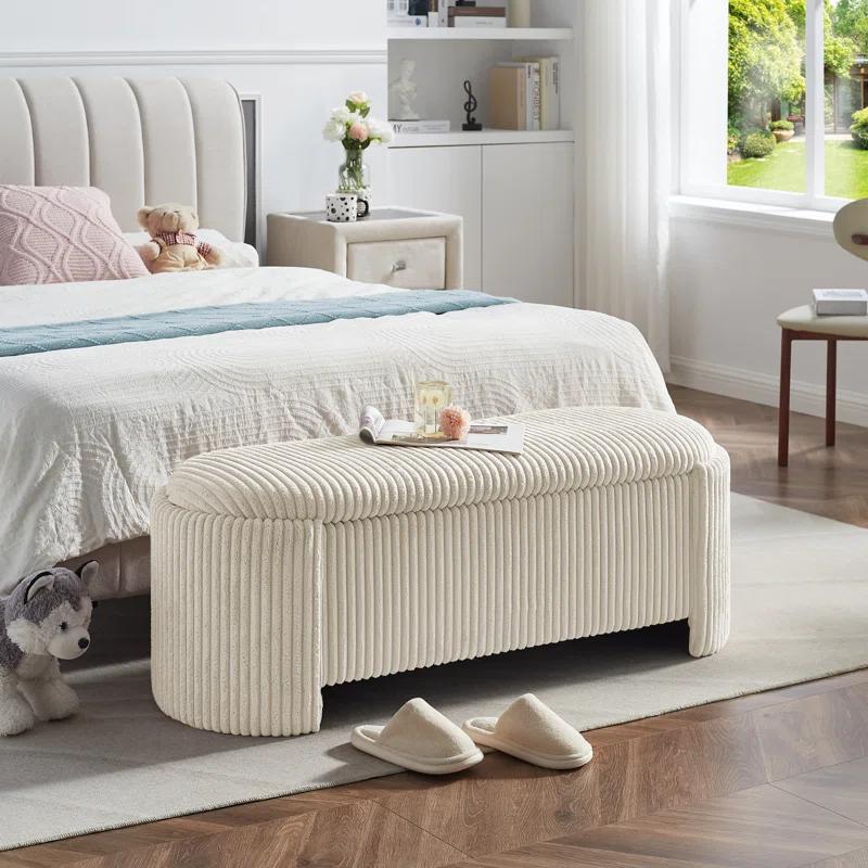 Latitude Run® Nikoma Corduroy Upholstered Storage Bench