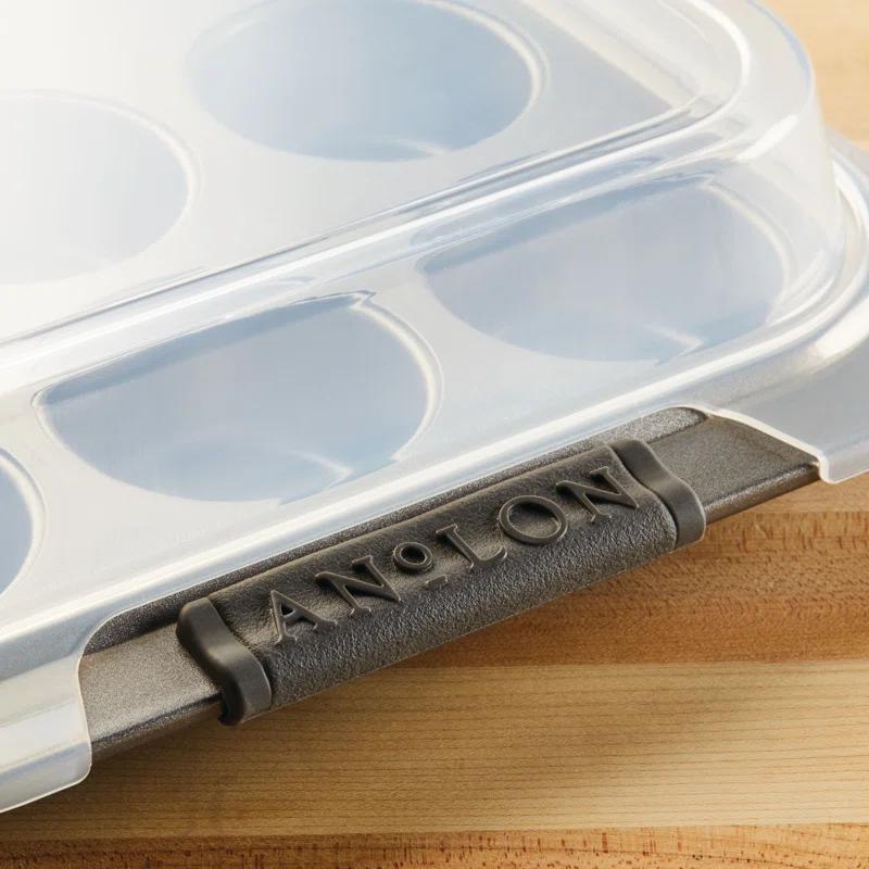 Anolon Anolon Advanced Bakeware Nonstick Muffin Pan with Lid, 12-Cup, Graphite