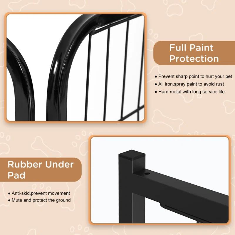 FDW Dog Playpen Indoor 12 Panels Dog Pen For Small And Medium Dogs, Exercise Pen Pet Dog Fence With Doors Pet Puppy Playpen For RV Camping Yard, Black