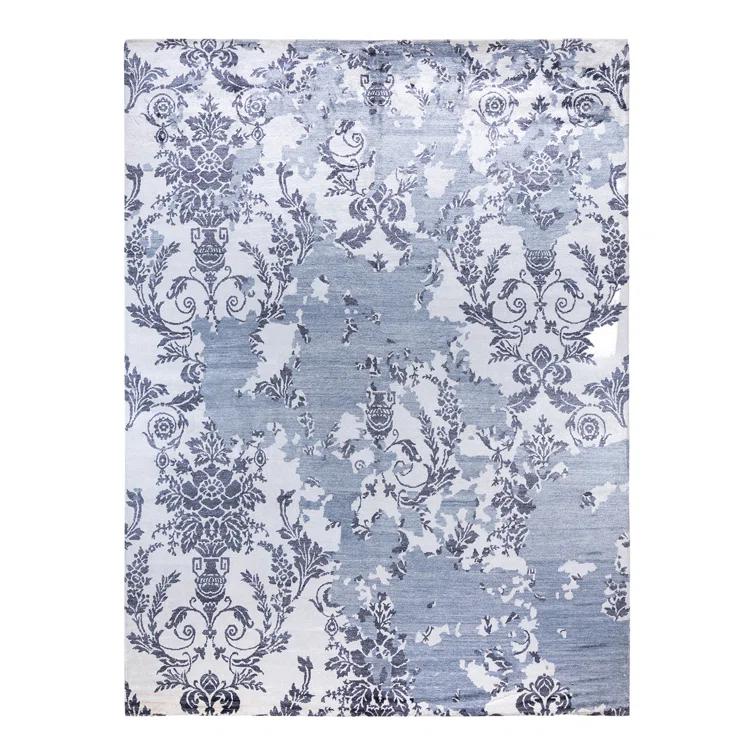 Solo Rugs One-of-a-Kind Rectangle 9'3" X 12'4" New Age Silk Area Rug Blue