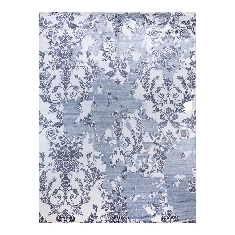 Solo Rugs One-of-a-Kind Rectangle 9'3" X 12'4" New Age Silk Area Rug Blue