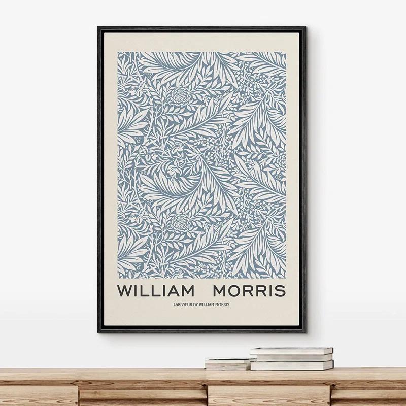 IDEA4WALL Classical Artwork " Idea4wall Canvas Print Wall Art Larkspur Floral Flower Pattern By William Morris Historic Cultural Illustrations Fine Art Colorful Retro For Living Room, Bedroom, Office. " by William Morris