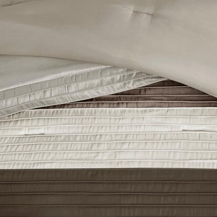 Madison Park Amherst 7 Piece Striped and Pleated Comforter Set