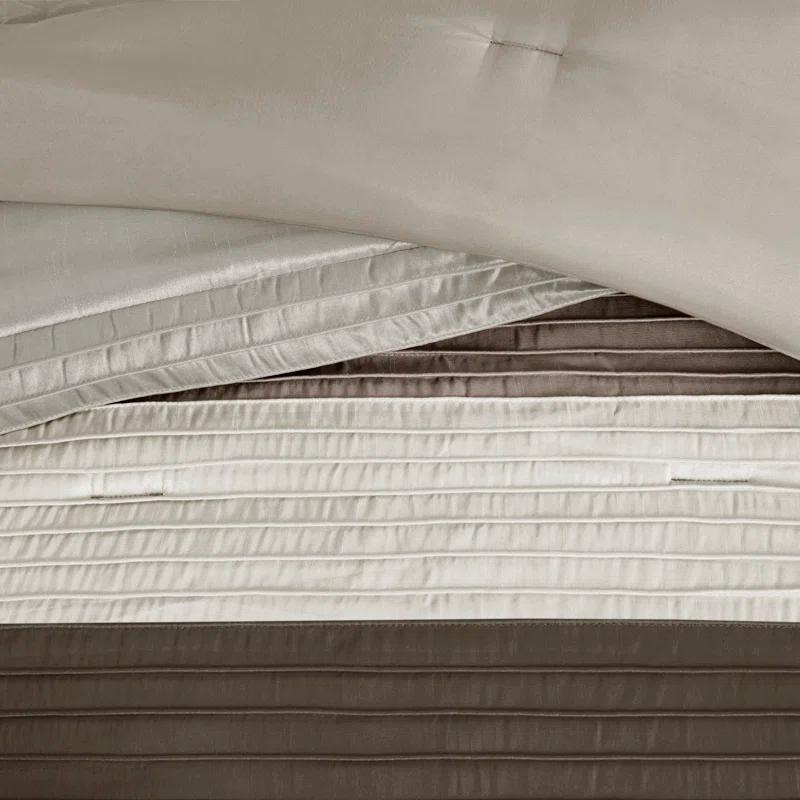 Madison Park Amherst 7 Piece Striped and Pleated Comforter Set