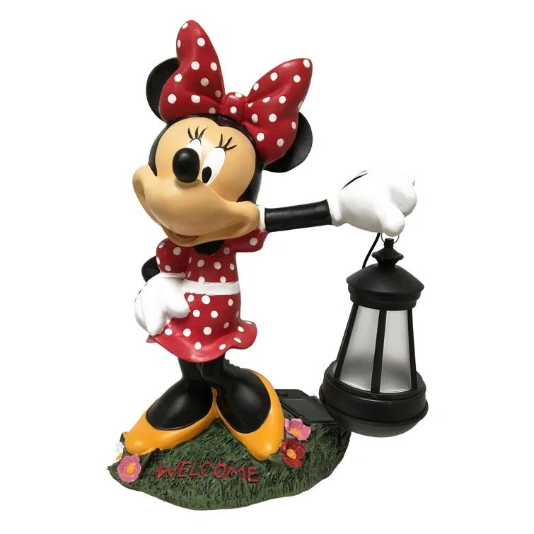 Back Yard Glory BACKYARD GLORY Disney Minnie Mouse Solar LED Lighted Lantern Everyday Outdoor Garden Statue, 12 inches Tall, Officially Licensed Disney Product