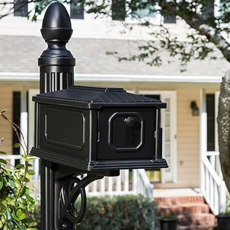 Architectural Mailboxes Stratford All-in-One, Medium, Plastic, Mailbox & Post Combo, Black