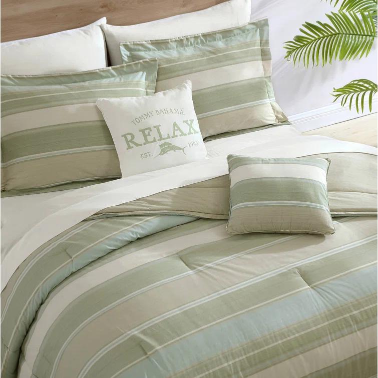 Tommy Bahama Home Tommy Bahama Serenity Green Cotton Reversible 5 Piece Comforter Set