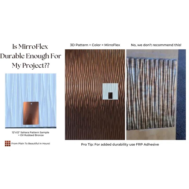 FromPlainToBeautifulInHours Versa MirroFlex 4ft. x 8ft. Glue Up PVC 3D Wall Panels 96 sq.ft. (Set of 3)