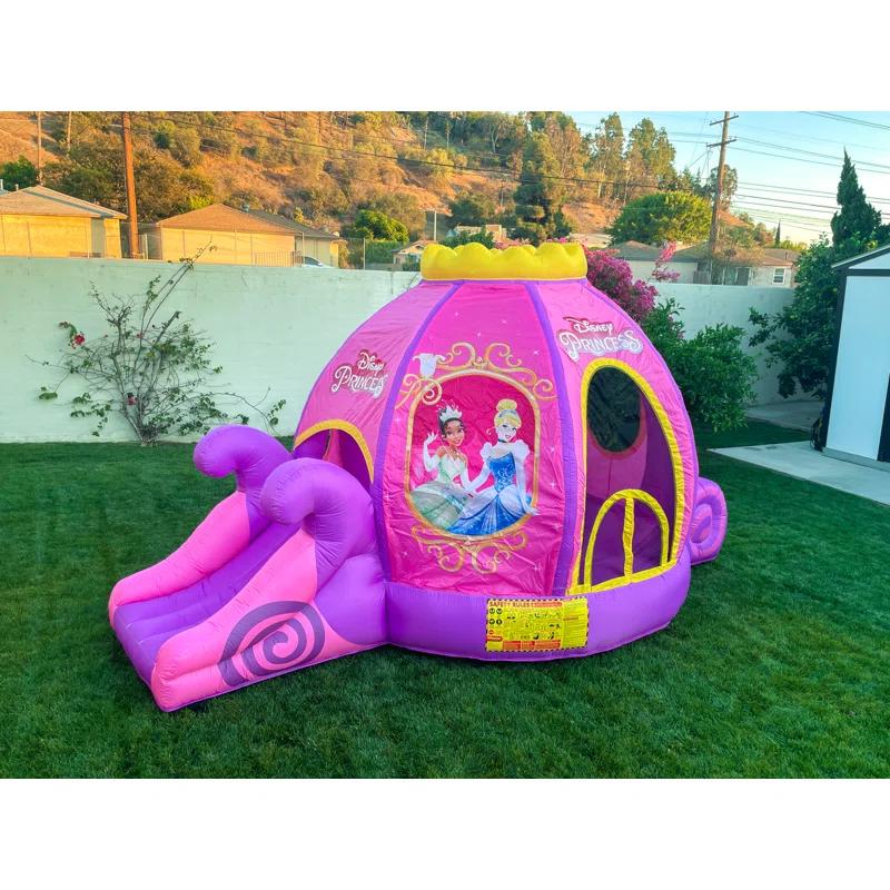 Funormous Disney Princess Carriage Inflatable Outdoor Bounce House with Slide and Ball Pit