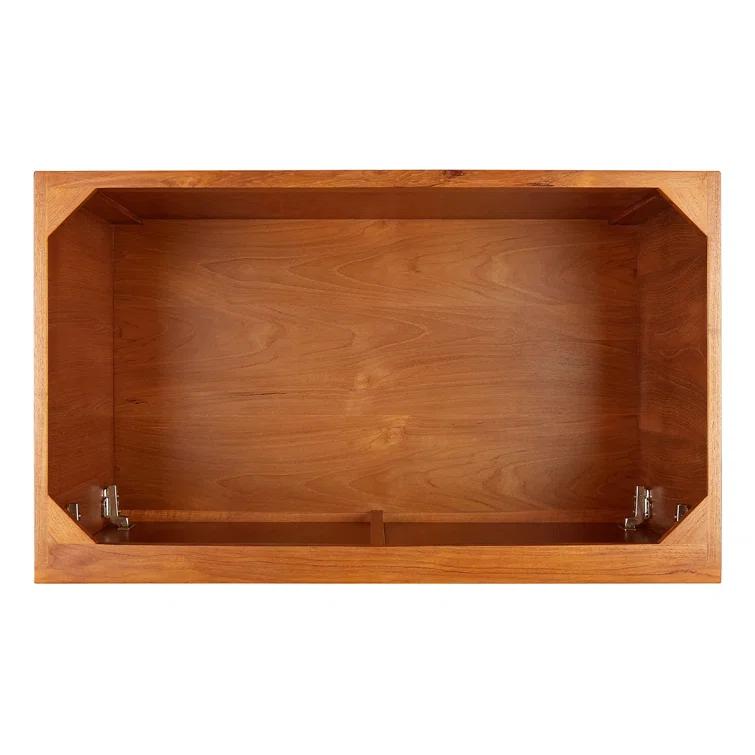 Natural Teak 36" Single Bathroom Vanity Set with Carrara Marble Top