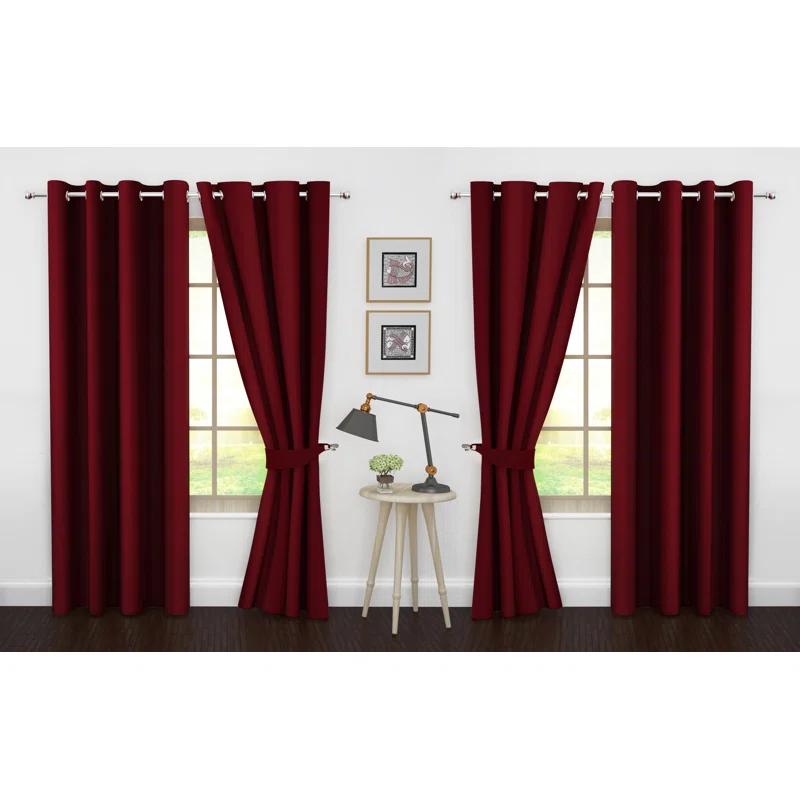 Ample Decor Solid Blackout Thermal Grommet Curtain Panels (Set of 4)