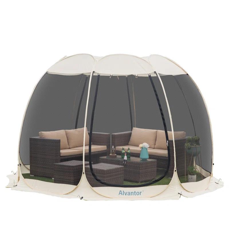 EighteenTek Fiberglass Patio Gazebo Pop Up with Screen Room Tents