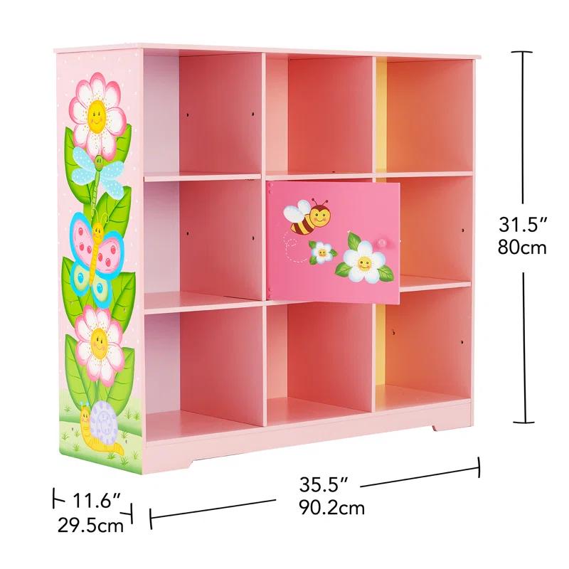 Teamson Kids Teamson Kids Magic Garden Wooden Adjustable Organizer Cube Bookshelf– for Bedrooms or Playrooms