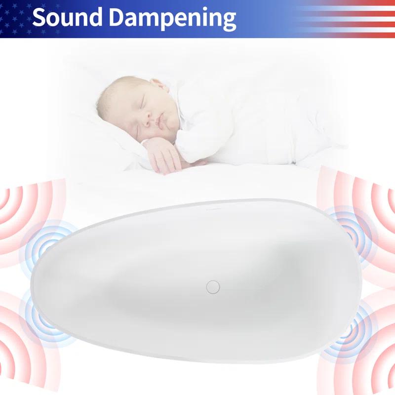 63 x 29.5 Freestanding Bathtub, Oval Shaped Stone Resin Freestanding Tubs, Solid Surface Matte White Soaking Tub with Overflow and Pop-up Drain
