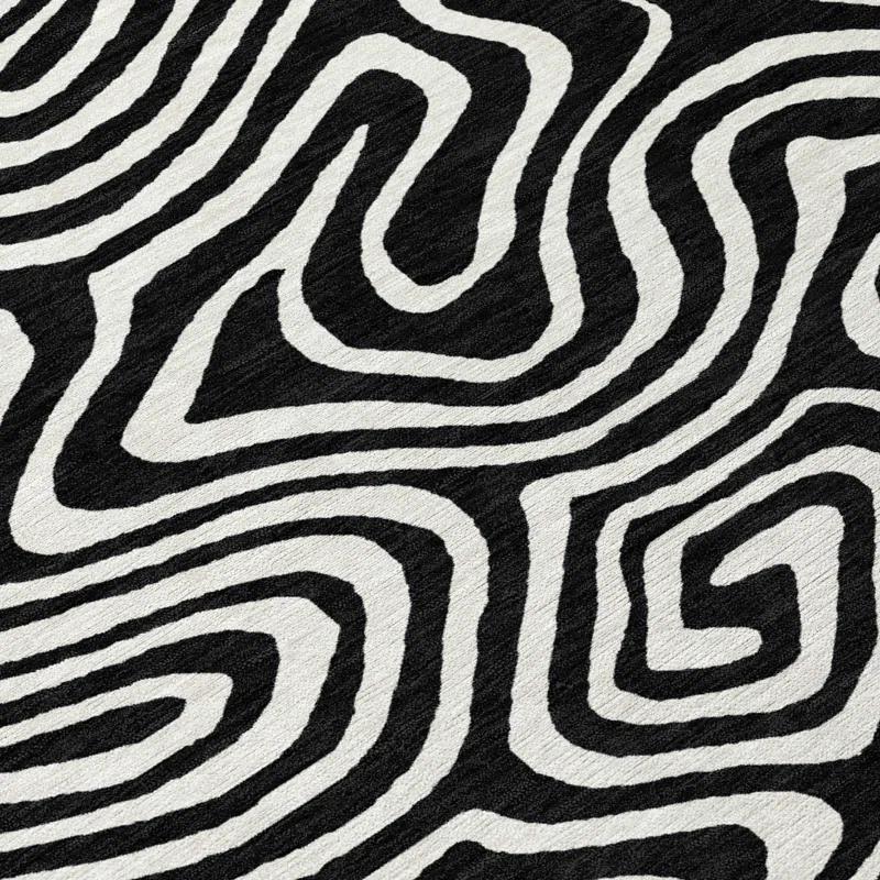 Machine Washable Indoor/Outdoor Chayden ACN1020 Black 8' x 10' Rug