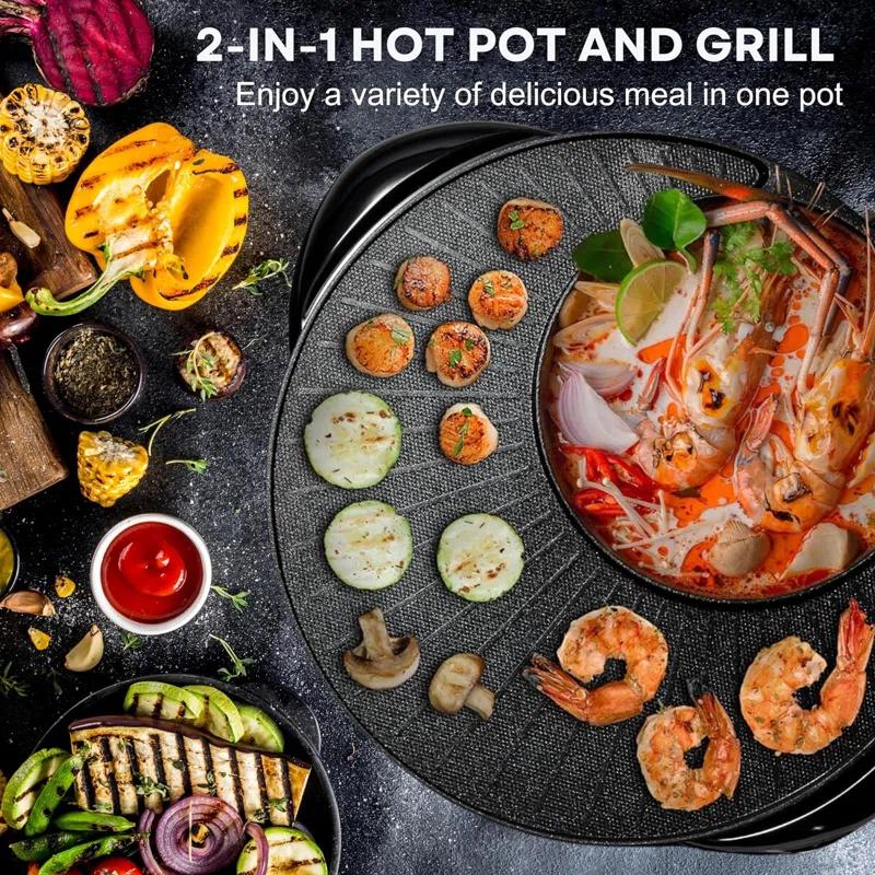 Ovente OVENTE 2-in-1 Hot Pot and Grill Combo