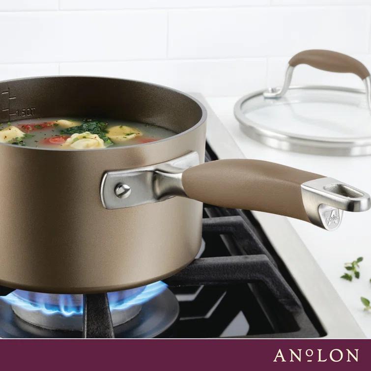 Anolon Anolon Advanced Home Hard Anodized Nonstick Saucepan With Lid, 2 Quart, Bronze