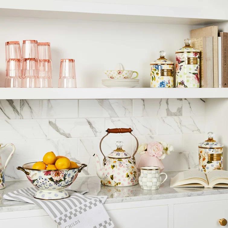 MacKenzie-Childs Wildflowers Blue Enamel Medium Canister