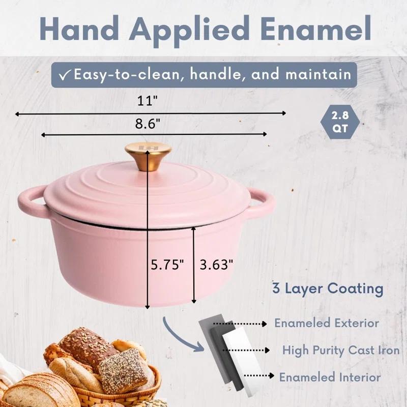 Lexi Home Lexi Home Enameled Cast Iron Round Dutch Oven