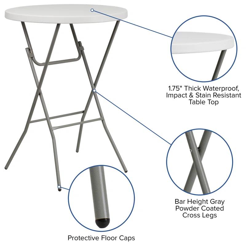 Flash Furniture Parker Round Plastic Bar Height Folding Event Table