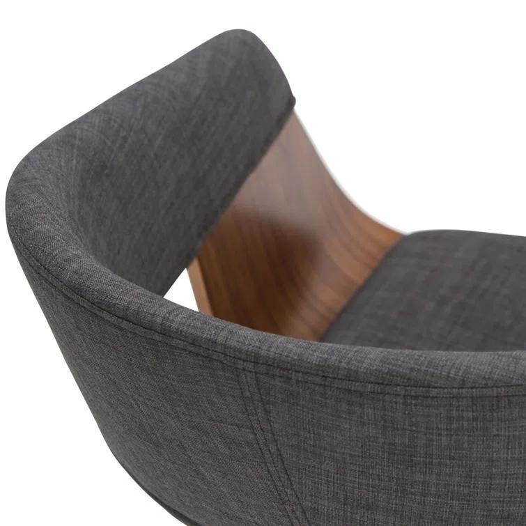Lowell Bentwood Upholstered Dining Chair with Curved Backrest in Mid-Century Modern Style
