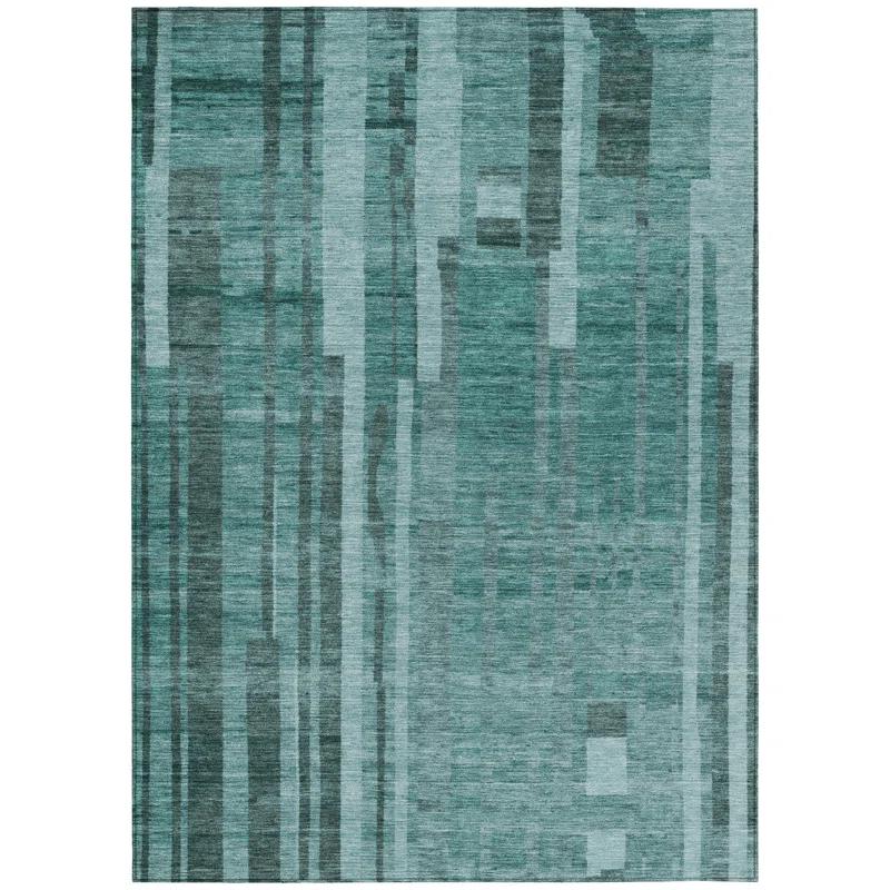 Machine Washable Indoor/Outdoor Chayden ACN1063 Teal Rug
