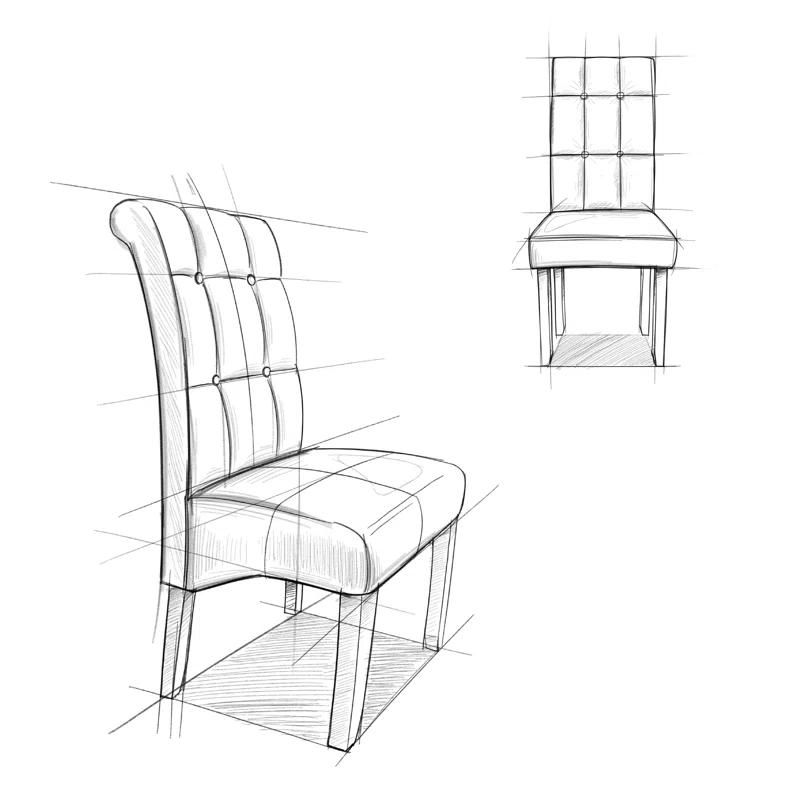 Simpli Home Cosmopolitan Tufted Upholstered Dining Chair with Curved Back in Modern Style (Set of 2) (Set of 2)