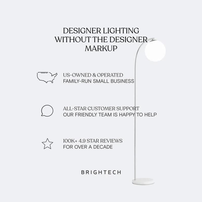 Brightech Chloe 15.5" Modern LED Table Lamp with Circular Ceramic Base and Natural Cotton Shade