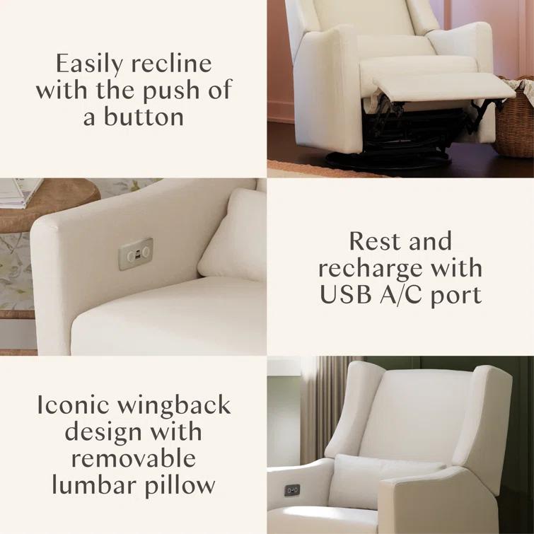 Babyletto Kiwi Cream Electronic Swivel Glider Power Recliner Nursery Chair