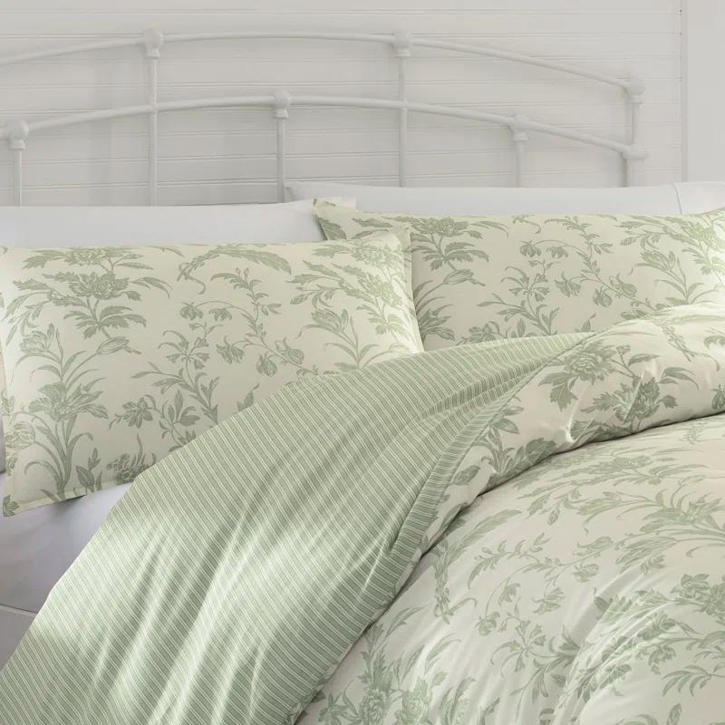 Laura Ashley Laura Ashley Natalie Green Cotton Bonus Duvet Cover Set