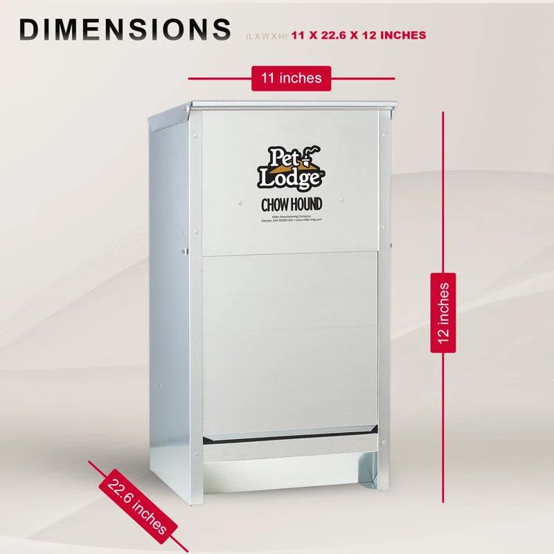 Little Giant Pet Lodge Dry Food Automatic Steel Dog Feeder Chow Hound 25 Pound Capacity