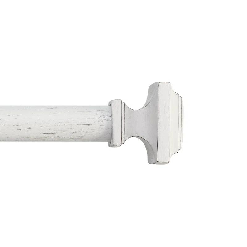 Mode Farmhouse Collection 1 1/8 in Diameter Curtain Rod Set with Cottage Square Finials and Steel Wall Mounted Adjustable Rod